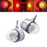 2PCS Clear Lens Front Amber Back Red Double Face 34 LED Watermelon Turn Signal Lights Semi Truck Chrome Waterproof Dual Revolution