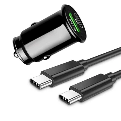 100% Brand New High Quality 38W 2-Port QC 3.7 + PD 3.7 Car Charger Type C Cable