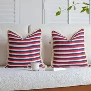 Farmhouse Boho Throw Pillow Covers 18x18 Inch 18" x 18" (Pack of 2) Red- Navy