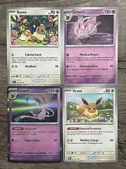 Eevee Sylveon Eeveelution 4 CARD SET - Prismatic Evolutions and Shrouded Fable