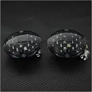 Indicators Flowing Turn Signal Motorcycle 3-1/4 Flat Somked 2" Bullet Style 1157 Turn Signal Light For Harley Touring Tri Electra Glide Road King Softail FLSTN Turn Signal Indicator(B)