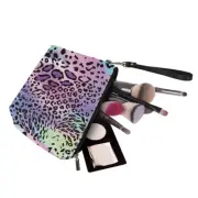 Color Leopard Prints Portable Cosmetic Bag Large Travel PU Leather Makeup Pouch