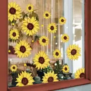 Floral Window Clings Window Decals Reusable Anti-Collision Summer PVC Sunflower