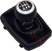 EXEGPLPVK 12mm 5 Speed 6 Speed Fit for Audi A3 S3 2001 2002 2003 Car Gear Shift Knob Lever Stick Handle Gaiter Boot Cover Case Red Stitch(5 Speed Y01)