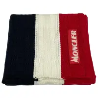 在飛比找momo購物網優惠-【MONCLER】英文名LOGO 三色羊毛圍巾(ONE SI