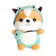 Catzon Super Soft Corgi Plush Great Gifts for Dog Lovers-Green Dinosaur