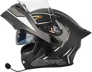 Motorcycle Helmet, flip-up Helmet, Double Visor, Motorcycle Helmet, Scooter Helmet, Moped Helmet, ECE Certified for Women, Men, Adult Motorcycle Helmet L,XXL