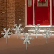 Set of 5 Frosted Snowflake Christmas Pathway Markers Yard Decoration