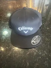 Callaway Flat Bill Peak Golf Logo Cap Black Men's Flexfit 110 New