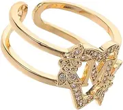 Holibanna Elegant Heart Flower Letter Ring Stylish Alphabet Initial Ring Thumb Ring Versatile Open Ring for Women