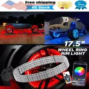 4PCS LED 17.5in Wheel Ring Lights IP68 Changing RGB APP Bluetooth Remote Control