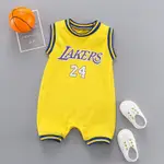 寶寶衣服夏季帥氣寶寶連身衣無袖籃球運動連身衣男童A級連身衣夏季