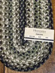 HOMESPICE DECOR PINECONE BRAIDED JUTE 8”x28” OVAL STAIR TREAD TABLE RUNNER NEW