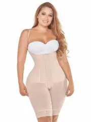 Fajas Colombianas Knee Length Tummy Control Open Bust Bodysuit MariaE RA002