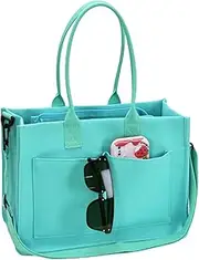 [RIVERICH] Women Canvas Tote Bag Handbag Tote Purse with Multiple Pockets Large Capacity Crossbody Bag Work Bag for Office,Travel,School,Casual