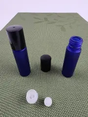 40 Sets Blue Frosted Glass Roll-On Essential Oil Empty Perfume Bottles 10ML NEW