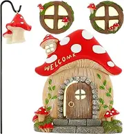 4Pcs Garden Mushroom Decor Set, Cute Luminous Mushroom Garden Statue Resin Mushroom Garden Sculpture Glow in The Dark Mushroom Decoration Mushroom Yard Art for Outside Patio Yard Lawn Decor