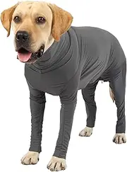 Due Felice Dog Onesie Surgical Recovery Suit for After Surgery Pet Anti Shedding Bodysuit Long Sleeve Anxiety Shirt for Female Male Dog Gray/M