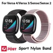 For Fitbit Versa 4 3 / Sense 2 Woven Nylon Loop Watch Band Sport Strap Wristband