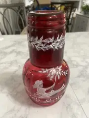 Cranberry Mary Gregory Tumble Up Water Set