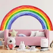 clothmile 70.8 x 33.9 Inch Watercolor Large Rainbow Wall Decals Vinyl Waterproof Sticker Peel and Stick with Scraper for Girls Kids Bedroom Nursery Playroom Decor White,Rainbow Color,Rainbow