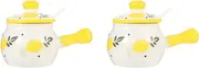 Ceramic spice jar， 2 Pcs Ceramics Condiment Pots Porcelain Condiment Pots Seasoning Box Hand Paint Sugar Bowl Seasoning Jar Container Can