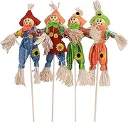 Lezevn 4pcs Halloween Harvest Scarecrow Decor Fall Harvest Standing Scarecrow Garden Accessories for Garden, Home, Yard, Porch