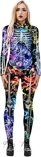 [URVIP] Women Halloween Skeleton Costume Stretch Skinny Catsuit Jumpsuit Bodysuit