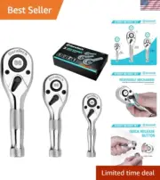 Mini Small Ratchet Wrench Set: 1/4", 3/8" & 1/2" Drive with EVA Organizer