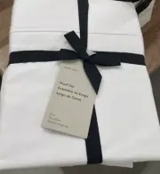 West Elm 400 TC ORGANIC SATEEN WIDE HEM Sheet Set King White NWT