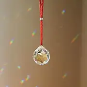9Dzine Feng Shui Crystal Hanging Ball Sun Catcher with Red Thread Big Size Crystal Faceted Prish Rainbow Window Hanging Ball for Vastu Good Luck and Prosperity Home Décor 45 MM
