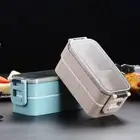 Dinnerware Wheat Straw Lunch Box Microwave Heating Food Storage Container