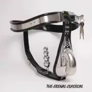 Stainless Steel Chastity Belt with 4-Ball Beads Underwear Protection Lock Device