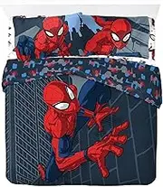 Jay Franco Marvel Spiderman City Streets Double Bed Size with Duvet Cover 200 x 200 cm + 2 Pillowcases 50 x 70 cm, 100% Cotton