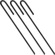 Rebar Stakes U/J Hook 12" X 1/4" Rust Proof Coated Steel (10 Pcs) Ground Anchors