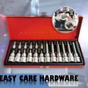 19 pc Long Hex Allen Key Socket Bit Set 1/4 1/2 Drive Metric Adaptor 3 - 10 mm