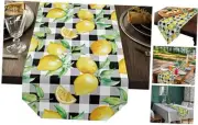 Linen Burlap Table Runner Spring Farmhouse Dresser Scarves, Yellow Lemon on