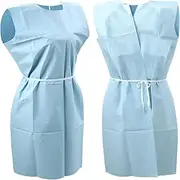 JMU 50PCS Disposable Patient Exam Gown 30" x 42", 3-ply Medical Gowns, Front or Back Opening, Blue