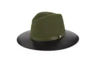 rag & bone Olive Green Floppy Leather Brim Fedora Hat H1027 Size Medium