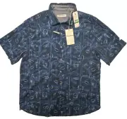 Tommy Bahama Shirt Men's Large Playbook Football Print SS Blue Logo