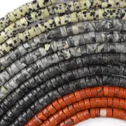 3x6mm Natural Heishi Disc Beads 15" Strand Labradorite Map Red Jasper Dalmatian