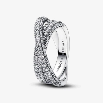*BRAND NEW* Pandora Timeless Clear CZ Pavé Crossover Dual Band Ring 193022C01