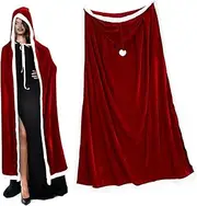 Baluue Santa Cape with Hood for Women Velvet Cloak for Christmas Dress Up Elegant Holiday Costume Accessory Cozy and Stylish Hooded Cape for Adult Festivities
