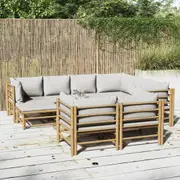 vidaXL 10 Piece Garden Lounge Set with Light Grey Cushions Bamboo