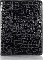 iPad Pro-6/5/4/3 (11'') Case for Women, iPad Air-6th (11'') Air-5th Air-4th (10.9'') Case, DMaos Crocodile Synthetic Leather Folio Smart Cover with Card Pencil Holder, Auto Sleep Wake - Black