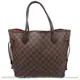 【9成新】Louis Vuitton N51105 Neverfull 棋盤格紋縮口購物包(中) #678現金價$19,800