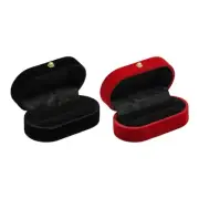 Portable Double Rings Box Display Jewelry Holder Wedding Engagement for Cas
