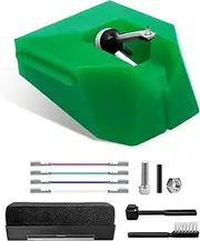 Upgrade Record Player Needle Fit for Audio-Technica AT-VMN95E Stylus, Elliptical Turntable Needle for AT-LP120X Vinyl Record Player, Diamond Replacement Stylus with Phono Brush Turntable Lead Wires