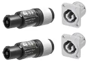 2 Pair Neutrik NAC3FXXB-W-L & NAC3MPXXB Powercon Power Out Gray Rated 20A/250V A