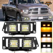 For Dodge Ram 2500 3500 Mount Bracket+3" LED Fog Driving Light Pods Strobe Flash